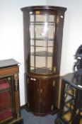 George II Mahogany Bow Fronted Two Piece Corner Cupboard with Glazed Door
