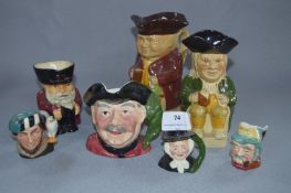 Collection of Seven Sylvac and Royal Doulton Toby Jugs
