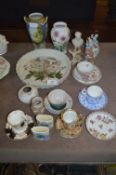 Quantity of Pottery; Portmeirion Vase and Dish, Noritake Vase, Cabinet Cups & Saucers, Goebel Figure