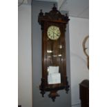 Walnut Cased Twin Weight Pendulum Wall Clock
