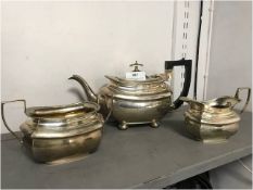 Three Piece Hallmarked Silver Tea Set - Chester 1904, Approx 1144g