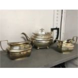 Three Piece Hallmarked Silver Tea Set - Chester 1904, Approx 1144g