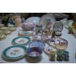 Quantity of Pottery; Crown Derby Plate, Poole, Masons, etc.