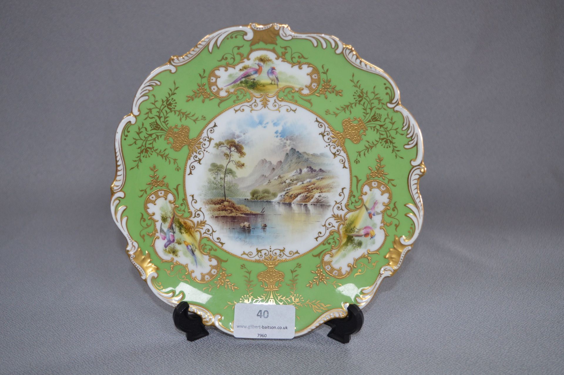 Victorian Coalport Hand Painted Porcelain Plate by P. Simpson