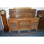 Victorian Carved Oak Sideboard with Shelf Back