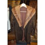 Ladies Knee Length Beaver and Faux Fur Coat