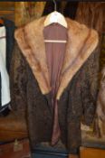 Ladies Knee Length Beaver and Faux Fur Coat