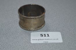 Engine Turned Engraved Silver Napkin Ring - Sheffield 1945, Approx 22.8g