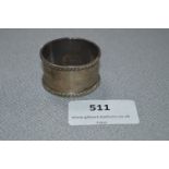 Engine Turned Engraved Silver Napkin Ring - Sheffield 1945, Approx 22.8g