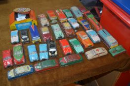 Collection of Tin Plate Friction Cars with Garage and Boat etc