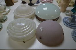 Four Assorted Glass Ceiling Light Bowls