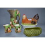 Withernsea Eastgate Pottery Squirrel Tree Vases, Egg Container, etc.
