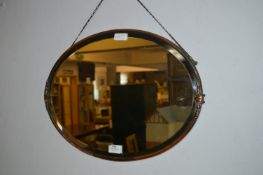 Copper Effect Oval Framed Bevelled Edge Wall Mirro