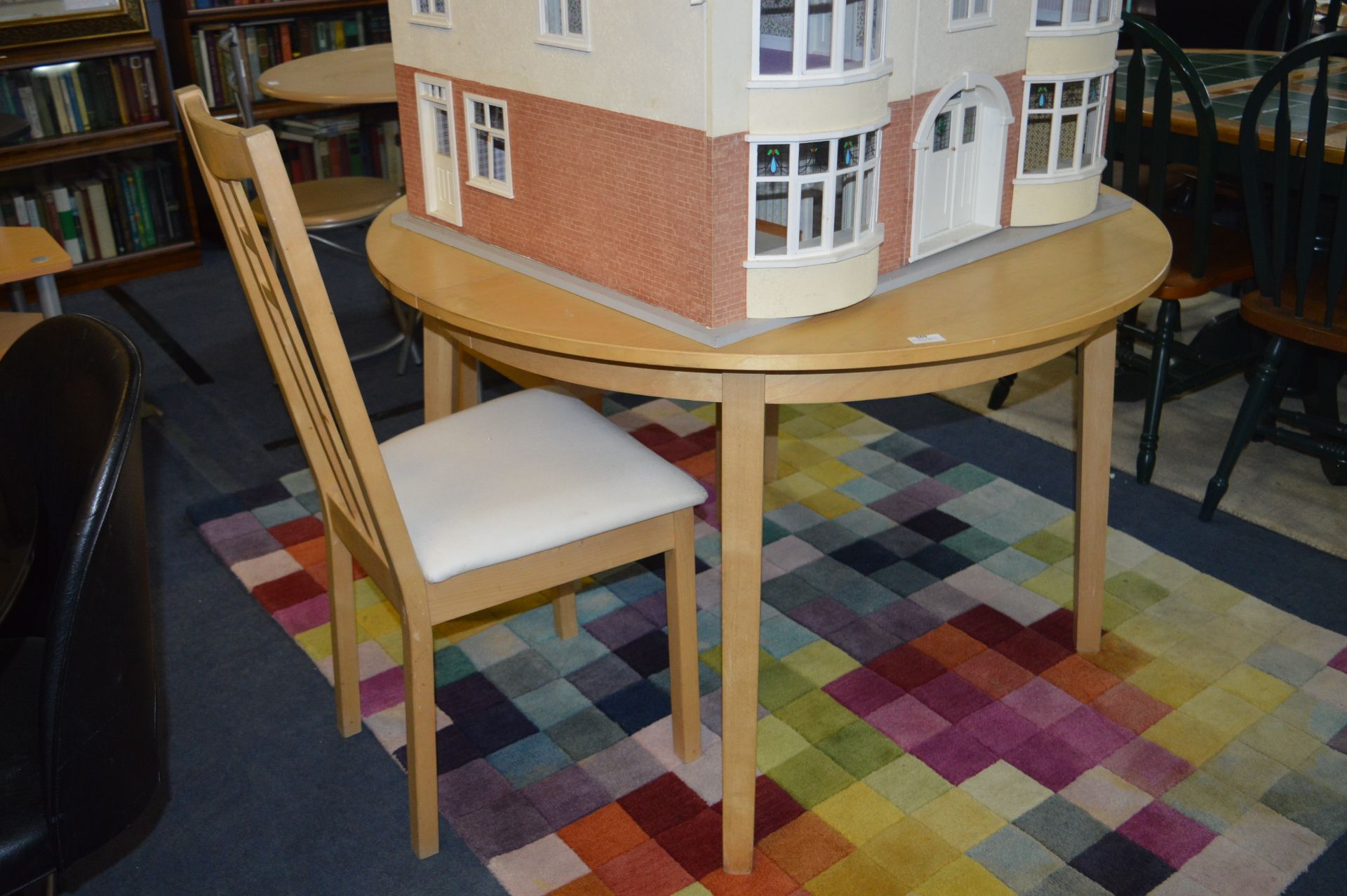 *Beech Effect Circular Extending Dining Table with Two Dining Chairs