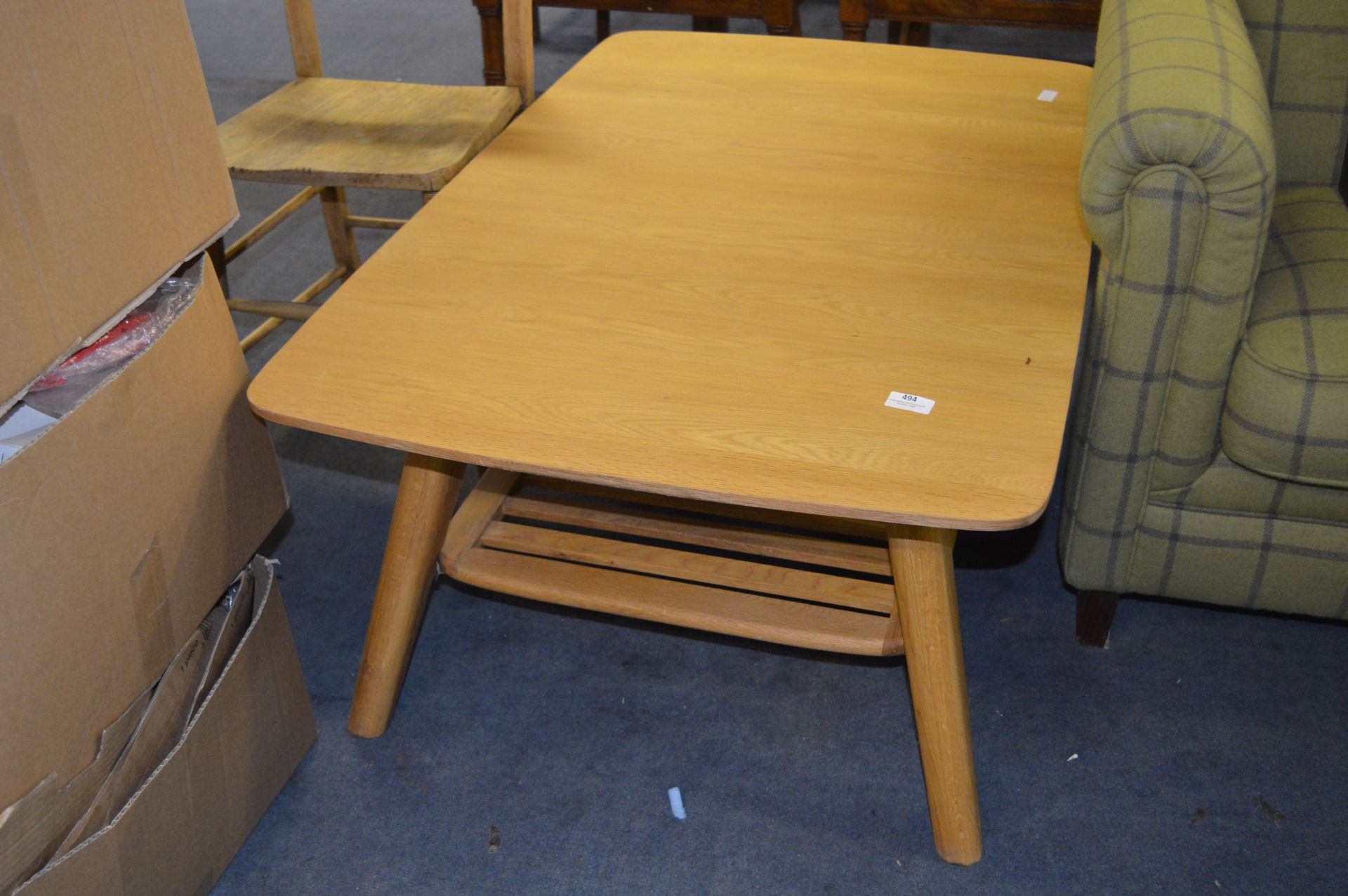 Light Oak Rectangular Coffee Table with Undershelf