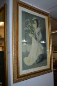 Large Gilt Framed Print - Victorian Lady with Flow