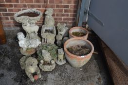 Selection of Concrete Garden Ornaments and Two Ter