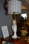 Italian Pottery Figurine Table Lamp with Shade