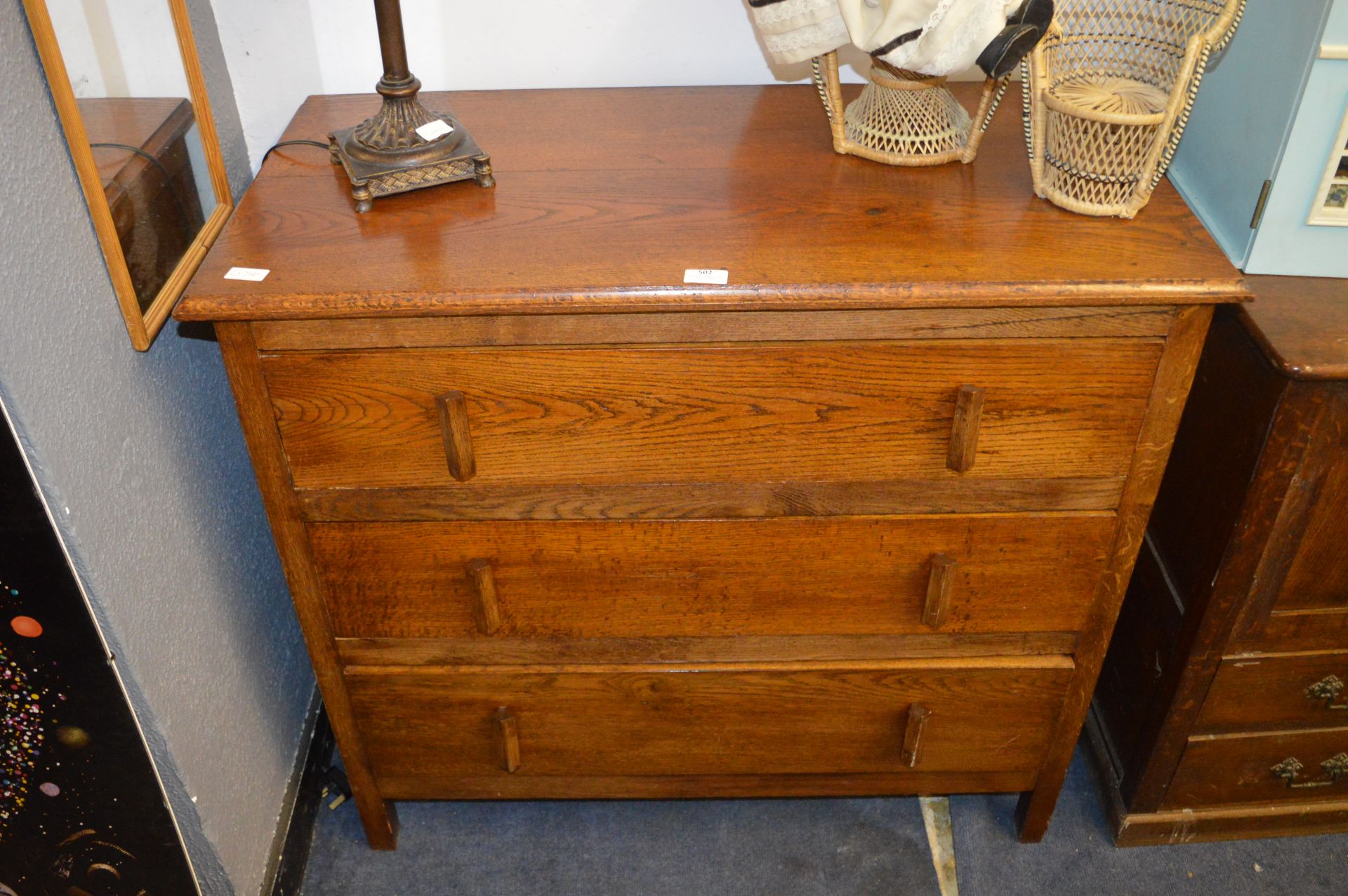 Solid Oak Three Height Chest of Drawers