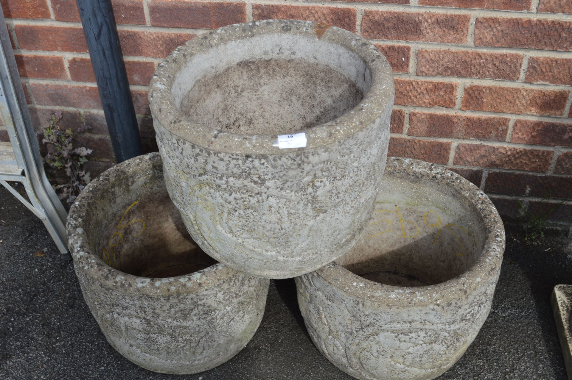 Set of Three Concrete Planters