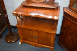 Walnut Effect Side Cabinet with Shelf Top and Cabi