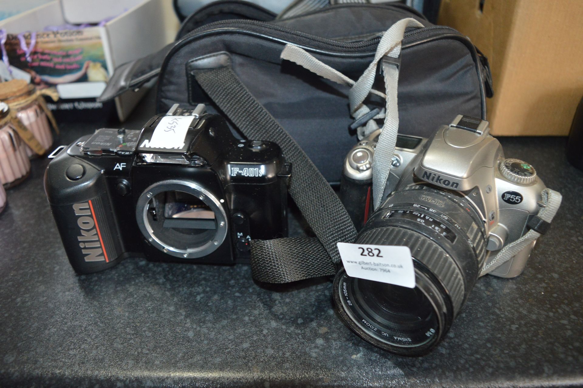 Two Nikon Cameras F55 and F401 with Travel Case