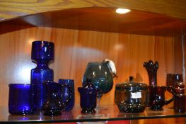 Blue & Purple Glassware; Jugs, Vases, etc.