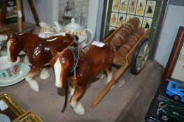 *Two Pottery Shire Horse with Cart