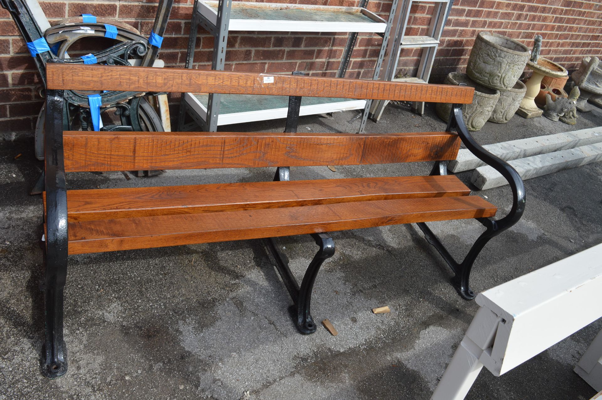 Oak Garden Bench on Cast Iron Supports