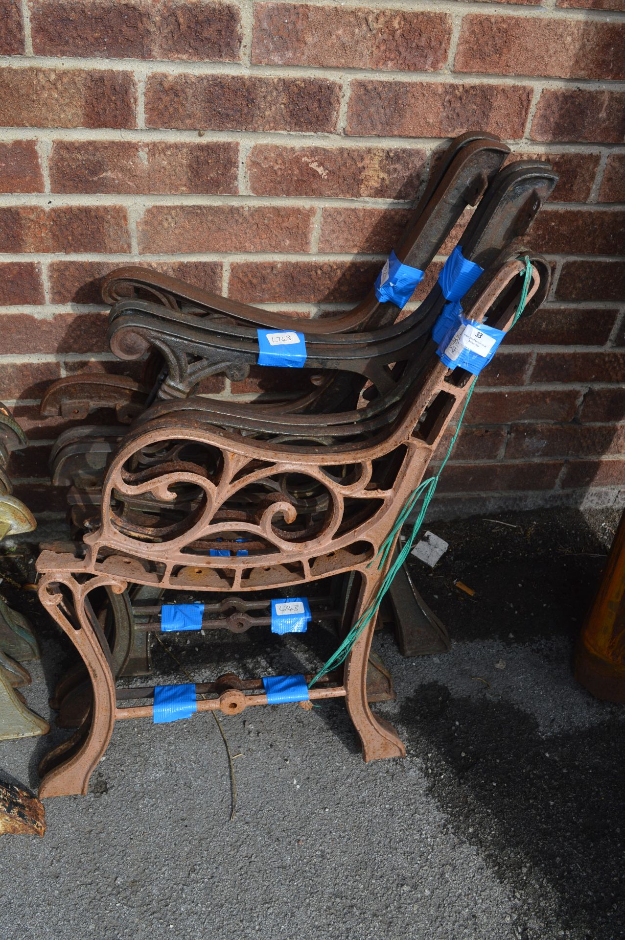 Four Pairs of Cast Iron Garden Bench Support