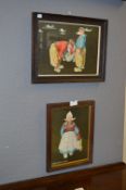 Pair of Victorian Oak Framed Prints by Florence Hardy