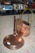 Copper Bed Warming Pan and a Copper & Brass Coal B