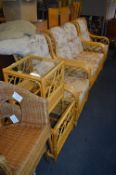 Cane Conservatory Suite; Two Seat Sofa, Two Armcha