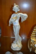 Large Pottery Figurine - Lady with Butterfly