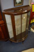 Walnut Veneered Half Round Display Cabinet