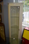 Cream Painted Corner Display Cabinet with Glass Sh