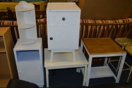 *White Painted Shabby Chic Bedside Cabinet, Side Table and Corner Shelf