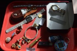 Tray Lot of Assorted Wristwatches, Cufflinks, Bang