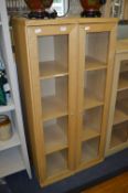 *Pair of Light Beech Effect Display Cabinets