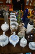 *Pottery and Glass Ware, Vases, Teapots, Figurines, etc.