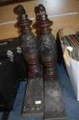 Pair of Carved Oak Table Legs