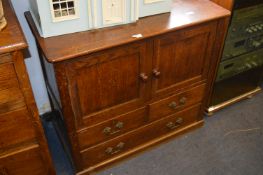 Victorian Solid Oak Side Cabinet with Three Drawer