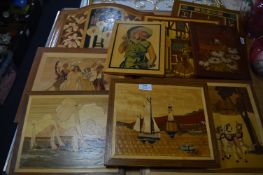 Collection of Inlaid Wood Picture Wall Plaques
