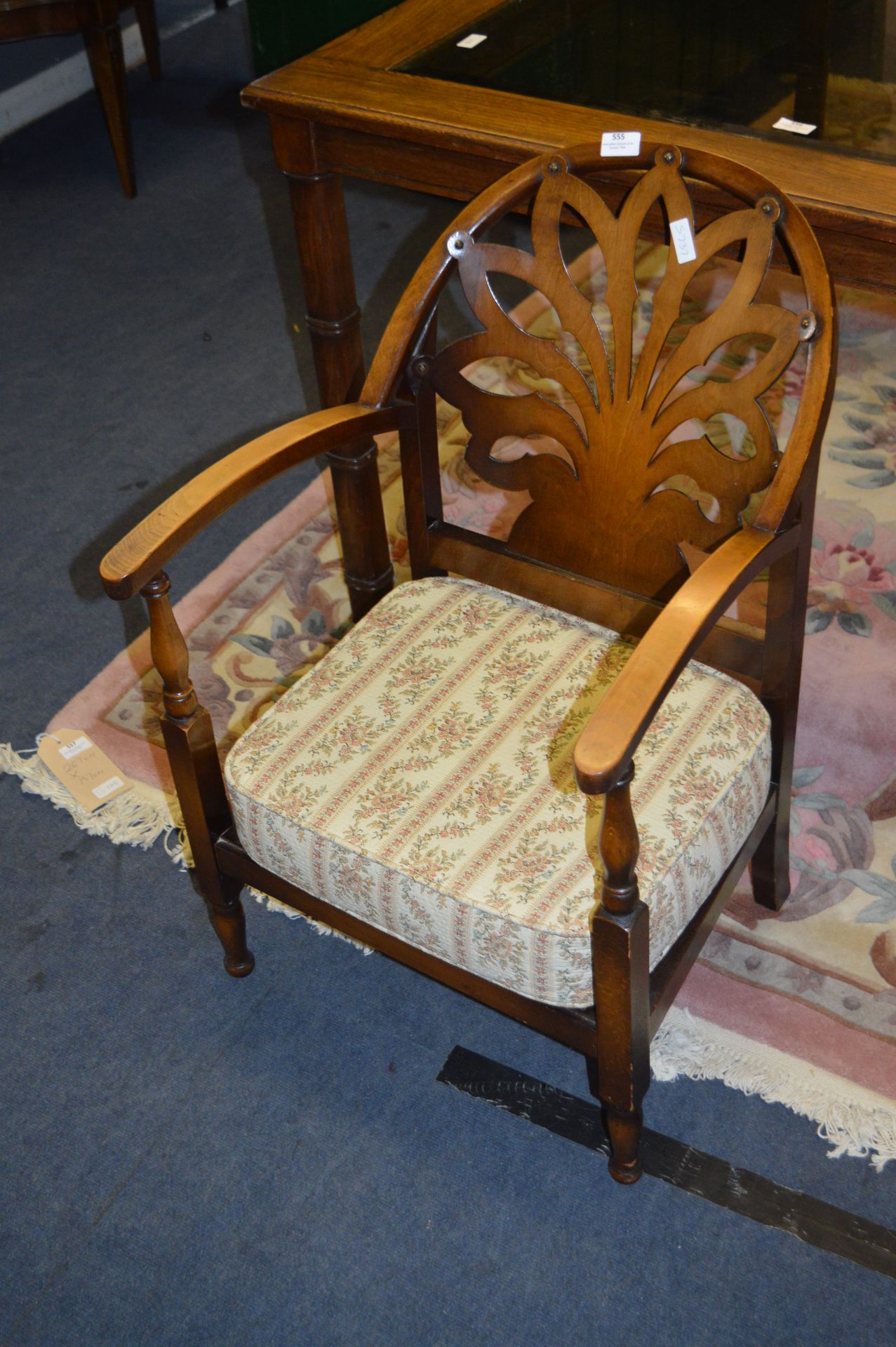 Art Deco Walnut Framed Armchair with Paneled Back