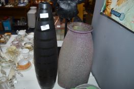 Two Tall Glass Vases