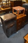 Oak Side Cabinet, Stool and a Mahogany Hi-Fi Unit