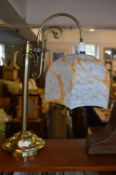 Brass Effect Table Lamp with Vintage Glass Shade