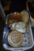 *Wash Basket and Contents of Dinnerware, Decorative Plates, Part Tea Sets, etc.