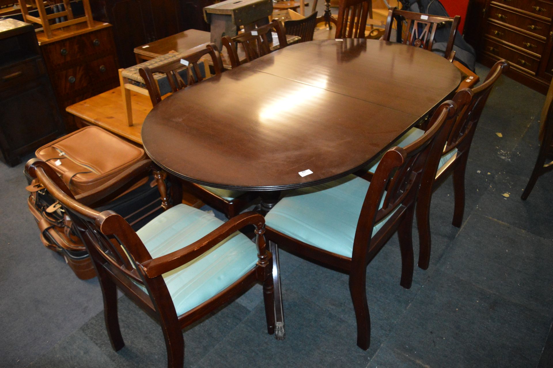 Mahogany Extending Dining Table on Twin Pedestal B