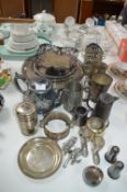 Quantity of Silver Plated Items; Trays, Bottle Sta